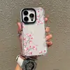 Funda rosa suave de flor de durazno adecuada para iPhone 17 Pro, funda transparente anticaídas con ventana grande de color contrastante, suministro de funda de teléfono estilo ins