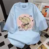 Camiseta de Manga Corta con Estampado de Cachorro de Dibujos Animados Divertida y Linda 2026 Nuevo Estilo Casual de Verano Top de Ropa de Trabajo Vintage