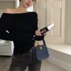 Estilo europeu e americano transfronteiriço novo off-ombro T-shirt das mulheres de manga comprida elegante slim emagrecimento novo puro desejo estilo off-ombro top
