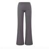 Pantalones de Punto Microacampanados con Cintura Subida y Dobladillo para Mujer Estilo Nuevo Otoño 2025 Chicas Americanas Hot Color Sólido Cintura Alta Drapeados Pierna Ancha