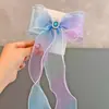 Faixa de cabelo infantil para meninas, presilha de cabelo com laço arco-íris trançado, acessório de cabeça, fita para rabo de cavalo, presilha de cabelo, acessórios de cabelo para meninas primavera e verão