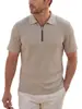 Camiseta Casual Americana de Verano para Hombre con Jacquard Texturizado, Media Cremallera, Cuello Turn-Down, Manga Corta, Transpirable, Holgada, de AliExpress