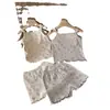 Conjunto de Dos Piezas de Ropa de Verano para Bebés y Niños Pequeños, Estilo Coreano 2026, Algodón Delgado Floral con Tirantes, Conjunto Refrescante para Bebé