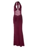 Vestido de Comercio Exterior Estilo Europeo y Americano 2026 Verano Nuevo con Cordones Cuello Halter Malla de Cinta Sexy Patchwork Vestido Largo