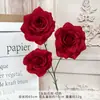 Modelo de Comercio Exterior Rosa Diamante de 3 Cabezas Flor Artificial para Ceremonia de Boda, Arreglo Floral para Jarrón de Comedor, Flor Falsa