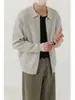 Cardigan com Zíper e Lapela Texturizado Despojado Cool Estilo Old Money Masculino Outono Casual Relaxado Quente Tricô Suéter Casaco