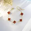 Pulseira de trevo de quatro folhas mais vendida na Amazon pulseira dupla face aço titânio 18K ouro real cor 18k joia versátil atacado