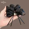 Scrunchie de Perlas con Cinta Floral Brillante Negra y Dorada Retro para Mujer, Nuevo Estilo 2026 Elástico Elegante para el Cabello