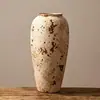 Vaso de cerâmica vintage rachado, cerâmica artesanal, estilo rústico, com duas alças, vaso decorativo para rooms decoradas