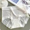 Ropa Interior Fina Sin Marcas para Mujer Base de Seda de Morera Hielo Seda Antibacteriana Secado Rápido Verano Cómodos Pantalones de Cintura Media
