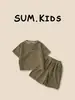 Conjunto de Camisetas de Manga Corta para Niños Ropa de Verano 2026 Nuevo Estilo Tops Lisos de Verano para Niños Conjunto Casual de Dos Piezas para Niños