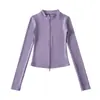 Sudadera Corta Versátil Derong para Adelgazar la Cintura con Aspecto Ajustado, Chaqueta Cardigan con Cremallera de Doble Uso para Mujer Otoño e Invierno