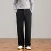 Pantalones de pierna ancha de acetato y lana estilo 'old money' para hombre, pantalones casuales rectos holgados para hombres de mediana edad, pantalones de vestir talla grande