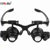 Chuda cabeza usando gafas con antifaz lupa ojos lupa lámpara LED reparación de relojes 4 lentes 9892G1