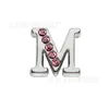 8mm Letras Meio Diamante Rosa Acessórios para Joias DIY Liga Strass Letras Inglesas Contas Soltas Decoração de Letras