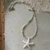 Collar de Estrella de Mar Azul con Perlas Verano 2026 Nuevo Collar Hecho a Mano Cadena para Clavícula Estilo Coreano Fresco y Refrescante