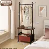 Cabide simples de chão para quarto, cesto de roupas sujas, cabide de parede, cabideiro móvel, prateleira de armazenamento multifuncional