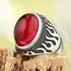 Novo Estilo Ins Dominador Conjunto de Chama Pedra Preciosa Masculino Retrô Punk Hip Hop Alto Senso Anel Selvagem