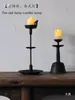 Adornos de Candelabro Retro de Hierro Fundido Hechos a Mano, Lámparas de Aceite de Hierro Antiguo, Candelabros Decorativos para Sala de Té Zen, Lámparas de Piso Estilo Wabi-Sabi