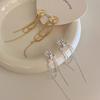 Aretes Redondos Plisados de Aguja de Plata con Borla de Amor Estilo Nicho Frío Aretes Largos Personalidad Simple Nuevos Aretes para Mujer