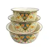 Bacia de Porcelana Esmaltada Espessa Exportada para a Rússia Bacia Funda para Preparo de Alimentos Bacia de Cozinha Esmaltada Bacia para Lavar Carne Esmaltada Tamanho Grande