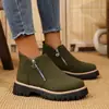 Otoño Invierno 2026 Suela Gruesa Transfronterizo Talla Grande Punta Redonda Gamuza Botas Martin Suela de Plataforma Comercio Exterior Cremallera Lateral Botines Tobillo para Mujer