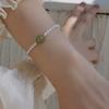 Pulseira Qingluo de Pérola de Água Doce de Arroz Jade Hetian Temperamento Celebridade da Internet Chapeuzinho Vermelho Mesmo Estilo Presente de Aniversário para Namorada Pulseira