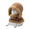 Chapéu de inverno estilo coreano gola forrada de lã outono e inverno chapéu de malha quente para homens e mulheres proteção auricular à prova de vento chapéu integrado de dupla utilização