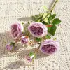 Flor Artificial Rosa Pequeña Austin de 6 Cabezas Flor Falsa Decoración del Hogar Fotografía Decoración de Boda Arreglo Floral