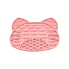 Alfombrilla de silicona con forma de cabeza de gato para alimentación lenta de mascotas transfronteriza, bandeja de alimentación lenta para gatos y perros, alfombrilla de lamer para distracción en el baño con ventosa, anti-asfixia y anti-derrames
