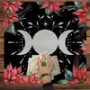 Mantel de cartas del tarot, tapete de tela con hojas florales rojas y fases lunares, decoración de habitación de dormitorio, temu AliExpress Amazon transfronterizo