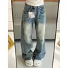 Jeans Ajustados Estilo Retro Americano para Mujer, Tendencia Otoño/Invierno 2025 Nuevo Estilo, Pantalones de Pierna Recta Lavados Vintage Adelgazantes de Pierna Ancha
