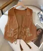 Chaleco Cárdigan Bordado con Borlas de Estilo Étnico, Ante Sintético, Cuello en V, Retro para Mujer con un Diseño Chino Nuevo Único y Chic