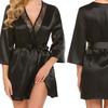 Bata de Satín Tallas Grandes Bata de Baño Venta al por Mayor Ropa de Casa Pijamas con Cinturón Conjunto Sexy para Mujeres Gorditas Estilo Europeo y Americano Bruja Burlona