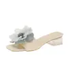 Comercio Electrónico Transfronterizo Verano 2026 Nuevas Pantuflas para Mujer Flor Cuadrado de Aire Punta Cuadrada Demasiado Hermosas Punta Abierta Calzado de Moda Sandalias Mujer