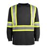 Camiseta reflectante de manga larga de poliéster, cuello redondo personalizado, ropa reflectante cruzada, ropa de trabajo de seguridad para obras de construcción, ropa de trabajo superior