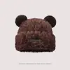 Cubrecabezas de Otoño e Invierno Protección para Orejas Sombrero Cálido de Felpa Anti-Frío para Mujeres Lindo Versátil con Cordones Bloque de Color Sombrero de Punto para Salir