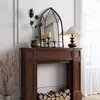 Decoración de Chimenea Retro Francesa Gabinete Estrecho Madera Maciza Color Nogal Mesa de Exhibición para B&B Divisor de Sala de Estar Gabinete de Entrada Estante de Almacenamiento