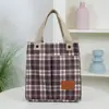 Bolsa de Lona Estilo Coreano, Bolsa de Almuerzo Cuadros Retro Japonés, Bolso de Mano Tote para Mamá, Bolso Cruzado Casual de Trabajo para Mujer