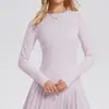 Camiseta Deportiva Ajustada de Felpa Cepillada Estilo Hot Girl para Mujer, Ropa de Yoga de Manga Larga con Sensación de Segunda Piel, Prenda Base para Fitness de Pilates y Running