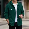 Chamarra con capucha de punto gofre para hombre, nueva de otoño, transfronteriza, color liso casual, top de doble bolsillo abierto al frente, venta al por mayor