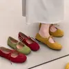 Zapatos Planos Mary Jane para Mujer de Corte Bajo, Vintage, Gamuza, con Cordones, Suela Suave, Cómodos, Multicolor, Versátiles, Zapatos de Ballet 2026