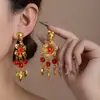 Nuevos Pendientes de Clip Dorados Estilo Indio Calados con Borla de Pedrería, Pendientes de Declaración de Moda Retro Étnica de Lujo Ligero para Mujer