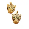 Joyería Transfronteriza Europea y Americana Chapado en Cobre Zircón Verde Oro Real Animal Cabeza de Leopardo Personalidad Tendencia Hip Hop Colgante Collar Mujer Venta al por Mayor