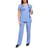 Uniforme de Enfermera de Quirófano para Mujer, Traje Médico de Manga Corta con Cuello en V, Absorbe la Humedad, Secado Rápido, Anti-Arrugas, Que No Se Desvanece, Ropa de Trabajo