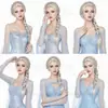 Peruca cosplay Elsa trançada única cor branco-prata em estoque para convenções de quadrinhos, festas de Halloween, apresentações e atacado para comércio exterior