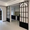 Porta de Correr Retrô Estilo Francês para Cozinha Residencial, Porta de Correr Oculta Ultra-Estreita, Porta de Correr de Vidro Divisória para Sala de Estar e Varanda