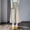 Calça Gestante 2026 Outono/Inverno Calça de Lã para Gestante Wide-Leg Caimento Solto Emagrecedor Cropped Calça Saia Casual