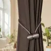Cortina de Chuveiro Personalizada de Linho Sintético, Cortina de Banheiro Impermeável Espessa, Cortina Suspensa de Divisória de Separação de Banheiro Seco e Úmido com Fivela Magnética