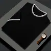 Nueva Camiseta de Punto Fino de Manga Corta para Hombre Primavera/Verano Camisa Base de Punto de Manga Media Casual de Negocios